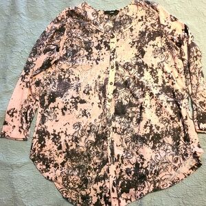 X-two Pink & Black Long Cardigan Button Up Sz 18